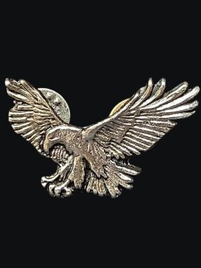 Vintage Retro Eagle Pewter Lapel Pin Or Brooch
